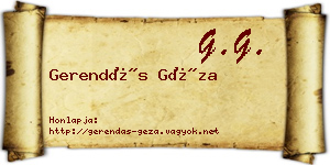 Gerendás Géza névjegykártya